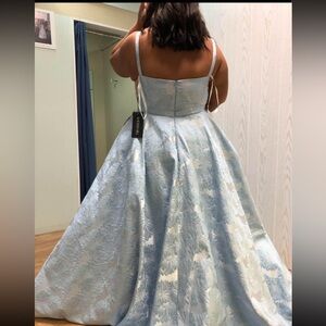Sherri Hill Light Blue Floral Prom Dress